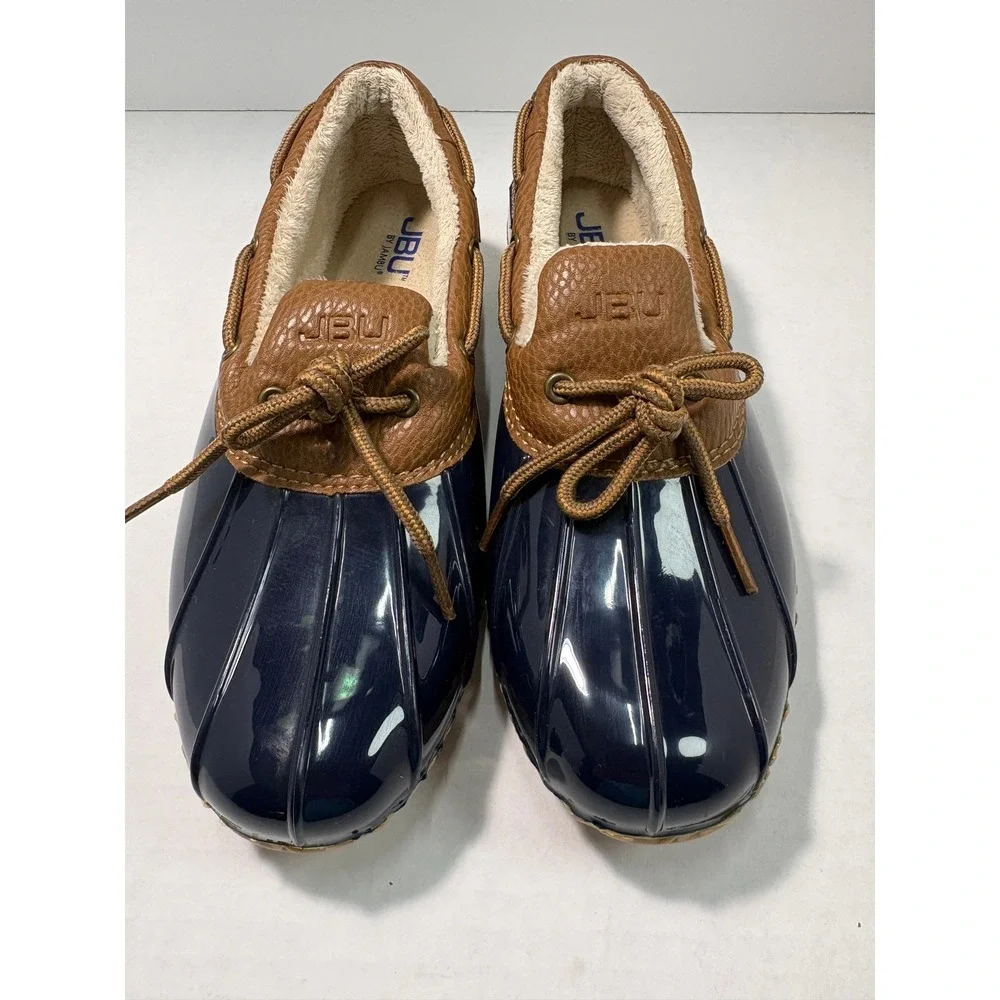 JBU by Jambu Woodbury Navy Brown Waterproof Duck Shoes Faux Fur Lined 8M B9WBY73